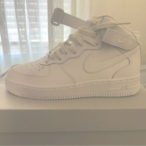 Kids Air Force 1 Mid-LE White Shoes